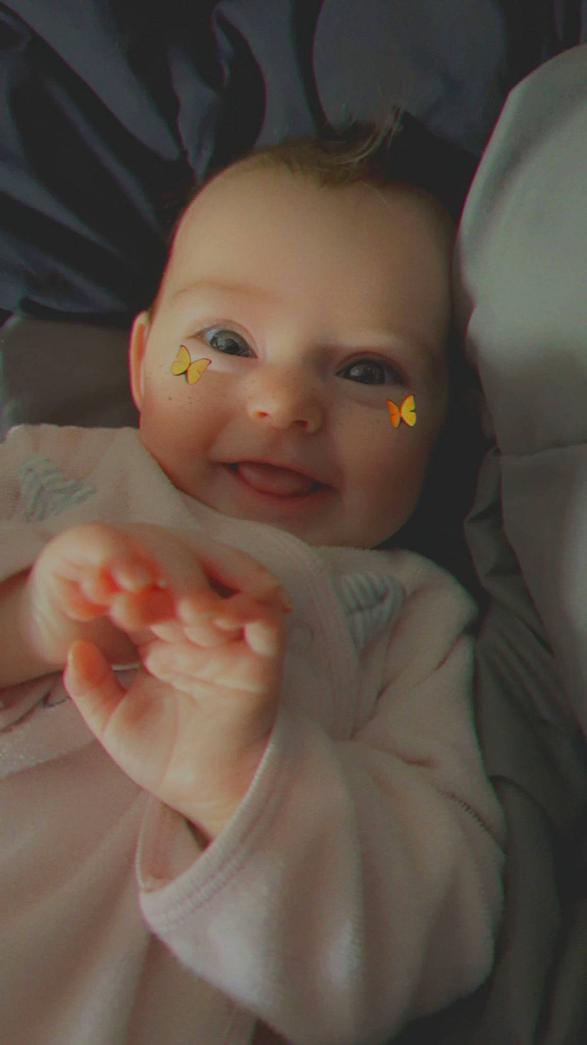 Kinsley is registered to the contest to win money with this photo: baby, cheek, chest, child, chin, ear, eyebrow, finger, fun, gesture, happy, head, iris, lip, mouth, nose, person, skin, smile, thumb