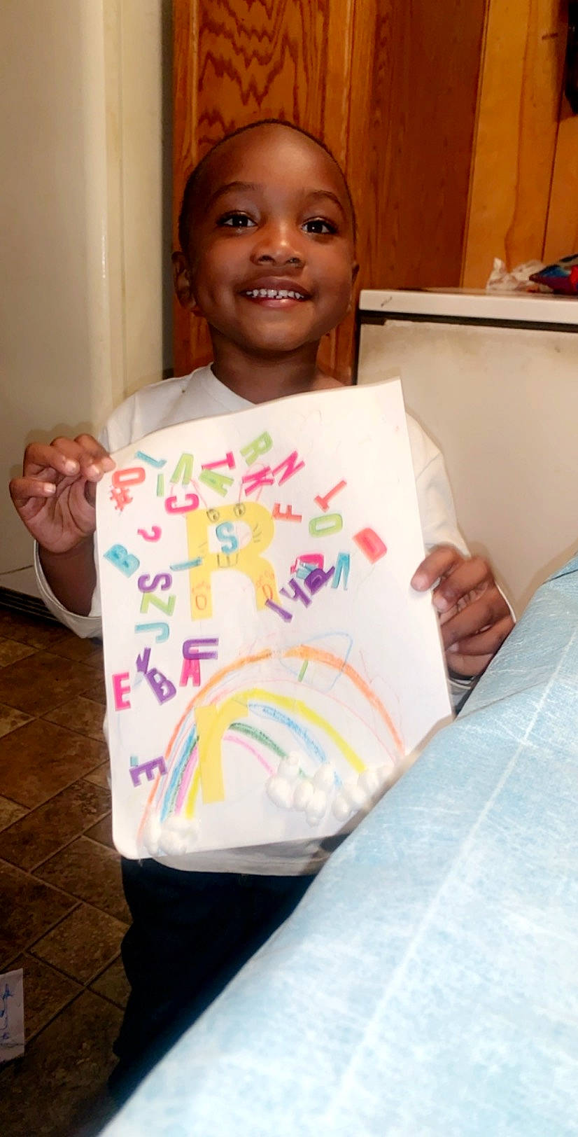 Collin is registered to the contest to win money with this photo: art, child, child_art, joy, linens, person, smile, t_shirt, textile, toddler