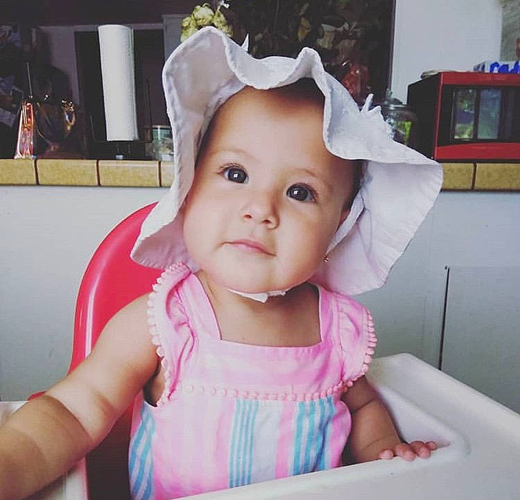 Evangelina joined the competition — help win amazing prizes! cheek, child, day, ear, eye, girl, hair_accessory, head, human_hair_color, infant, person, pink, product, skin, smile, toddler