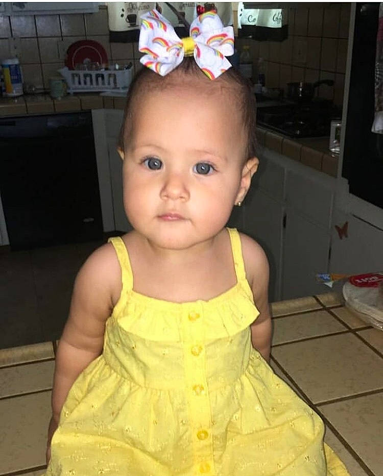 Evangelina joined the competition — help win amazing prizes! cheek, child, day, face, girl, hair, hair_accessory, hairstyle, head, human_hair_color, infant, iris, person, product, skin, smile, toddler, yellow