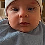 Adam a rejoint le concours — aidez-le/la à gagner de superbes lots ! baby, infant, face, hat, clothing, blue_outfit, closeup, indoor, person, child, cute, portrait, skin, hand, headwear, young, eyes, nose, mouth, expression