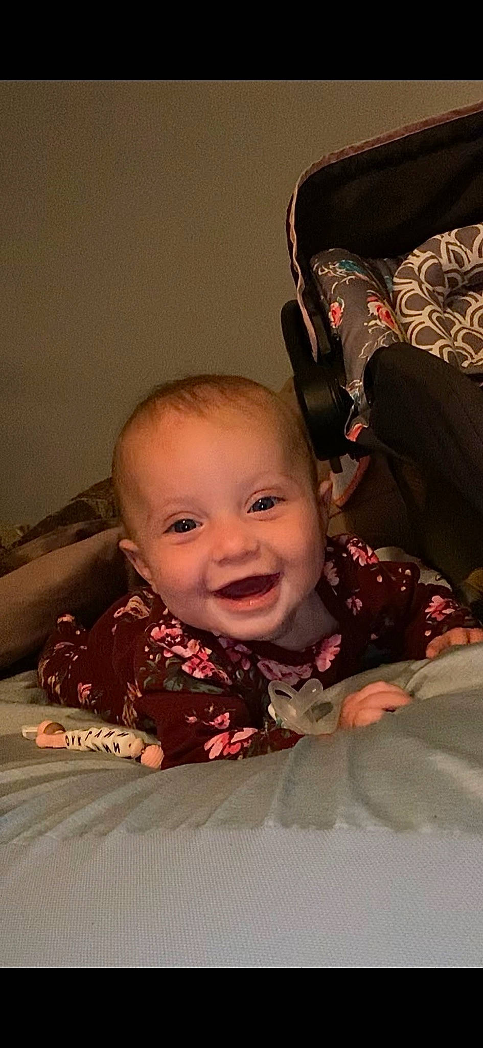 Oaklynn Mae is registered to the contest to win money with this photo: baby, baby_toddler_clothing, cheek, child, comfort, crawling, flash_photography, flooring, fun, happy, iris, joy, lip, mouth, nose, person, pink, plant, skin, smile