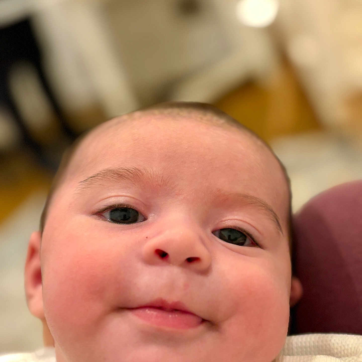 Pierre participe au concours pour gagner de l'argent avec cette photo : baby, cheeks, child, close_up, clothing, cute, expression, eyes, face, head, indoors, infant, looking_at_camera, mouth, nose, person, portrait, skin, soft_light, young