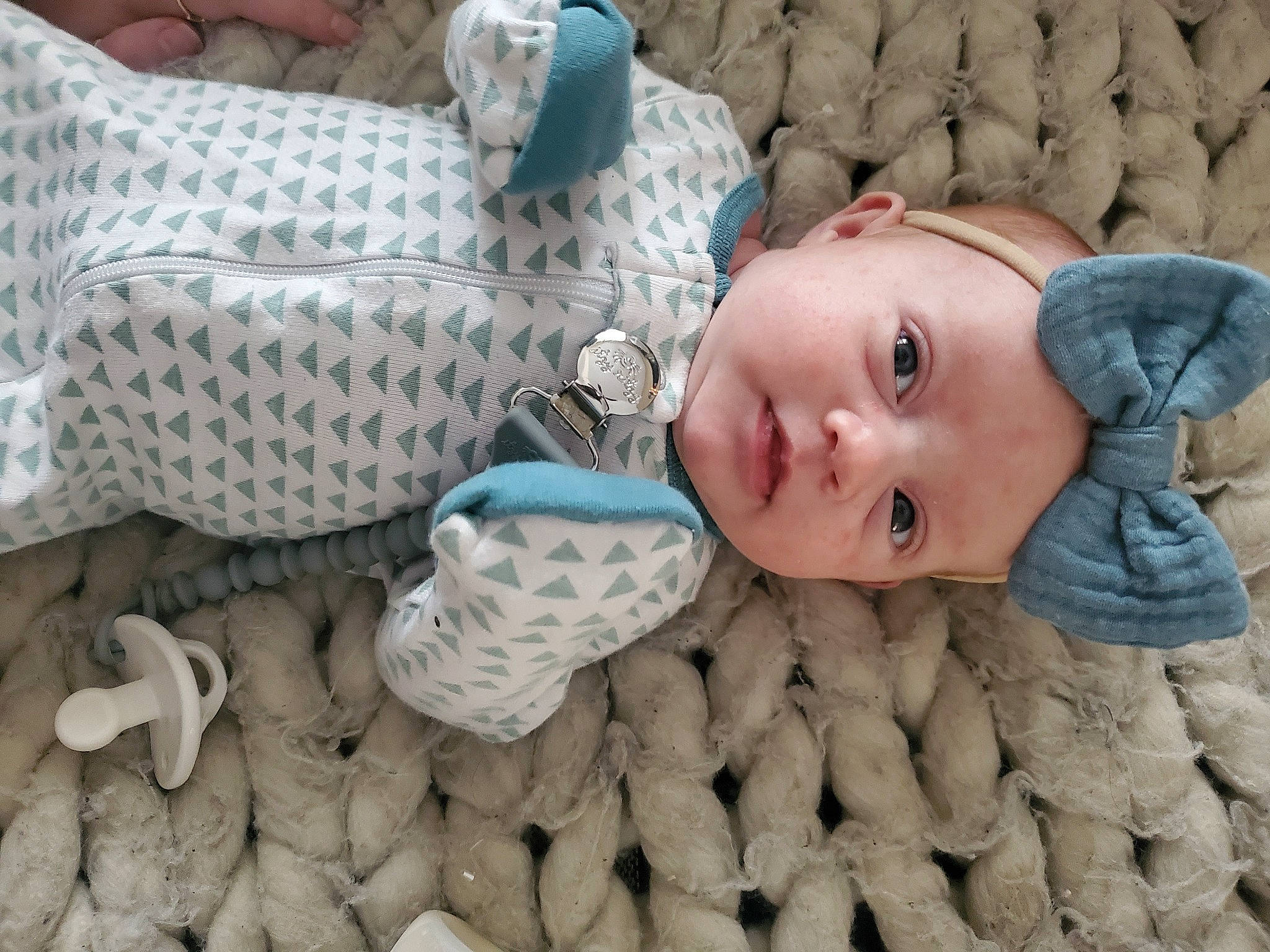 Lilliana joined the competition — help win amazing prizes! baby, baby_products, baby_sleeping, baby_toddler_clothing, bedding, bedtime, blue, cheek, child, comfort, fur, headwear, linens, pattern, person, room, skin, textile, toddler, vertebrate