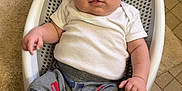 Wesson Ryan joined the competition — help win amazing prizes! baby, baby_garment, beige_rug, casual_clothing, child, chubby_cheeks, comfortable, curious_eyes, cute, floor_tiles, gray_pants, indoor, infant, plastic_baby_seat, portrait, sitting, tiled_floor, vehicle_prints, white_tshirt, young_child