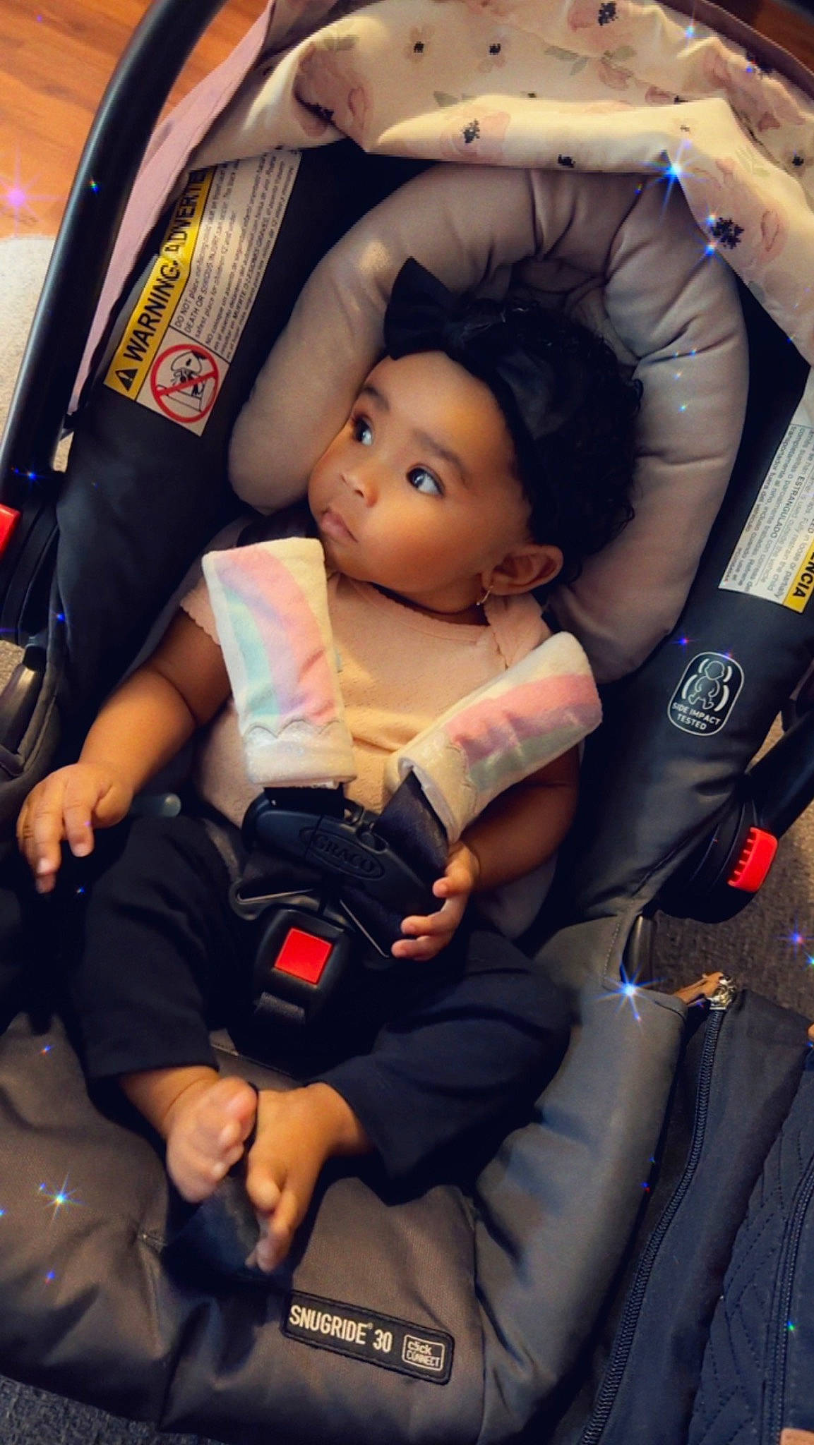 Keilani joined the competition — help win amazing prizes! auto_part, baby, baby_carriage, baby_in_car_seat, baby_products, car_seat, car_seat_cover, cheek, child, comfort, finger, fun, gesture, hand, head_restraint, nail, person, seat_belt, skin, thumb