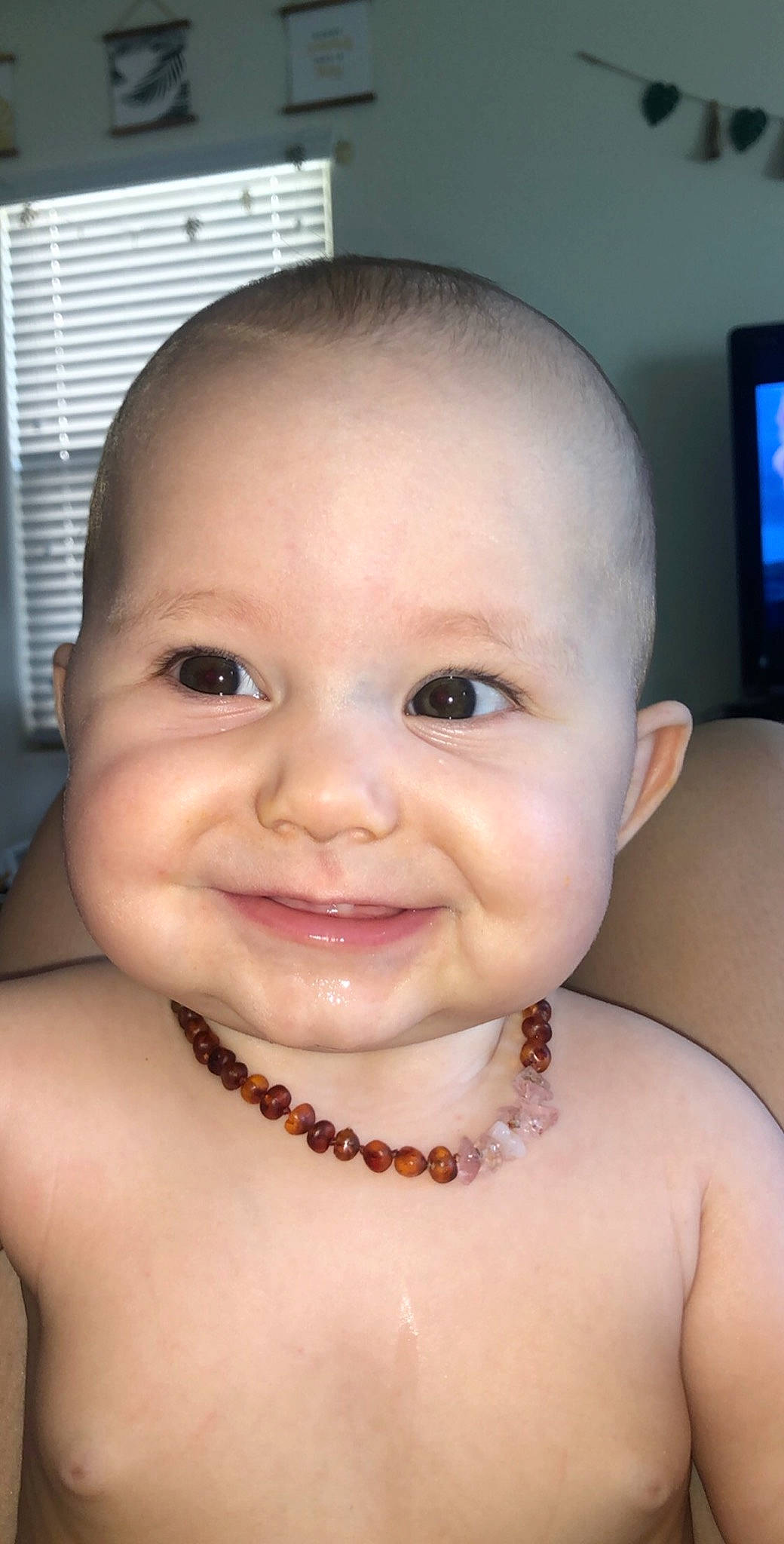 Rikki is registered to the contest to win money with this photo: baby, cheek, child, chin, close_up, eye, eyebrow, face, facial_expression, forehead, hair, head, joy, lip, mouth, neck, nose, organ, person, skin