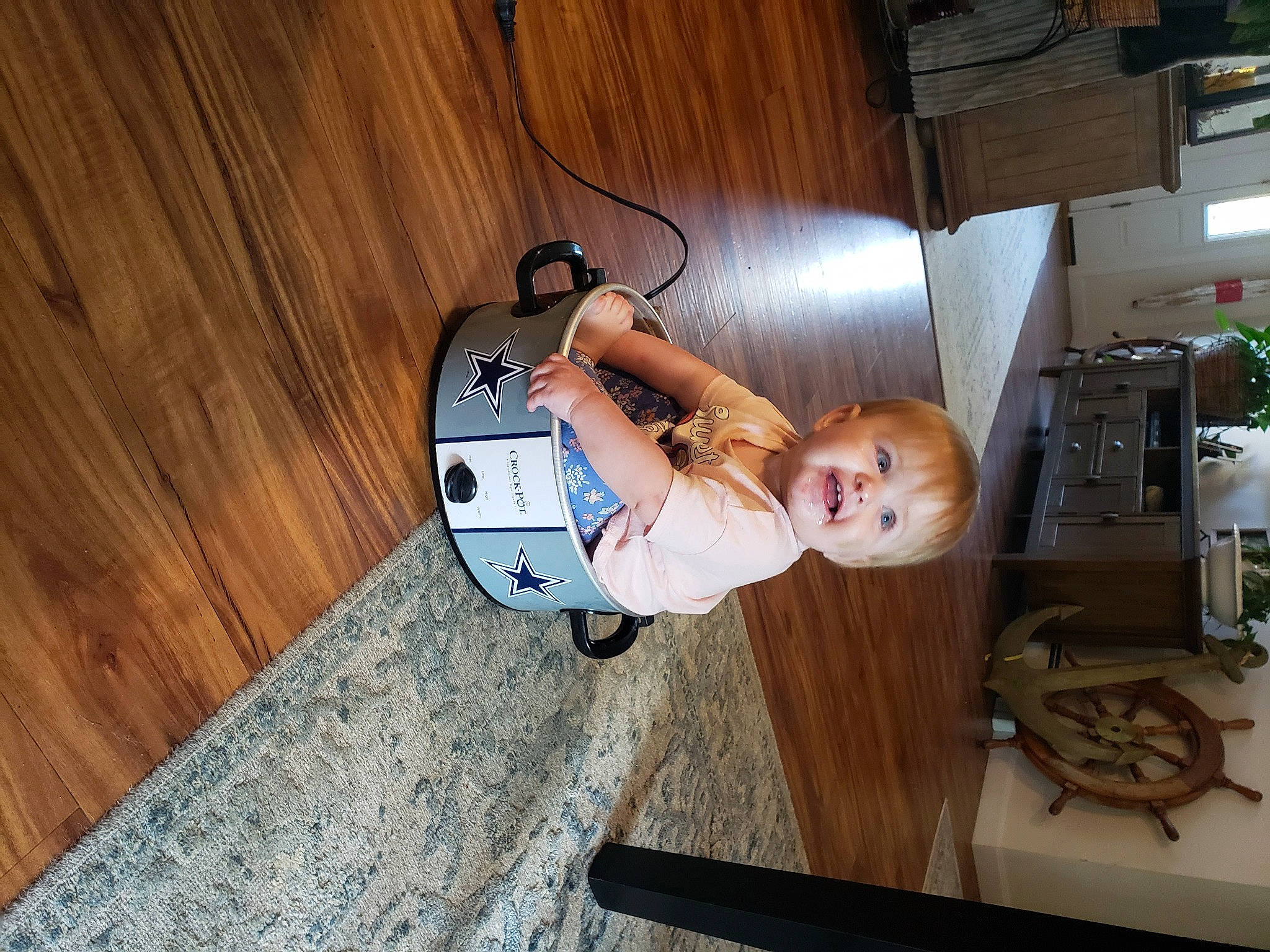 Liv joined the competition — help win amazing prizes! child, comfort, elbow, flash_photography, flooring, fun, hardwood, kitchen_appliance, leisure, machine, person, plywood, room, sitting, table, toddler, wood, wood_flooring