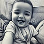 arm, baby, child, clothing, cute, digital_art, expression, face, hair, happy, head, indoors, person, portrait, selfie, short_sleeve, sitting, skin, smiling, toddler