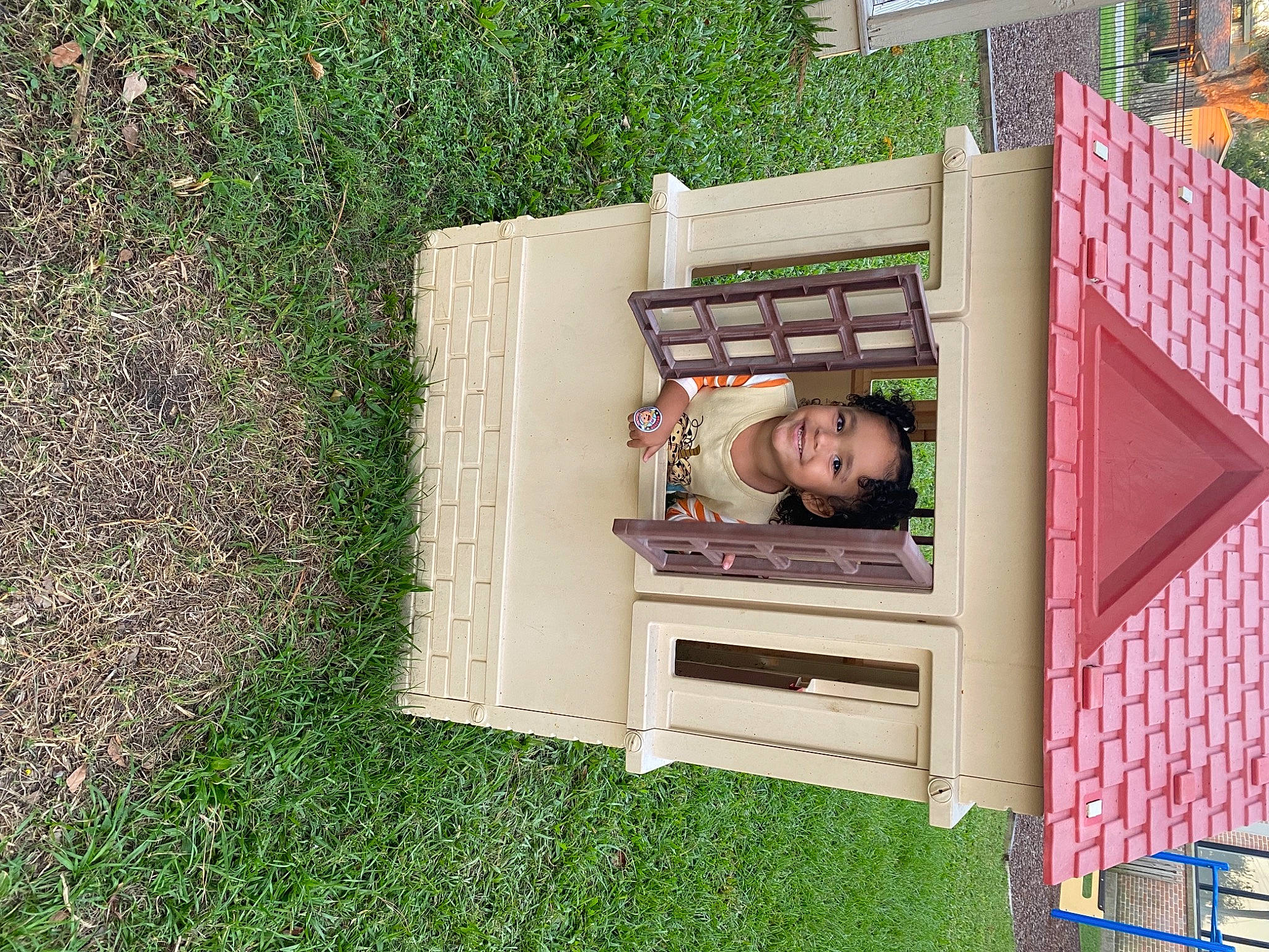 Aubreigh joined the competition — help win amazing prizes! baby, child, comfort, fun, garden, grass, groundcover, joy, lawn, leaf, leisure, outdoor_furniture, outdoor_play_equipment, people_in_nature, person, plant, property, recreation, rectangle, shrub