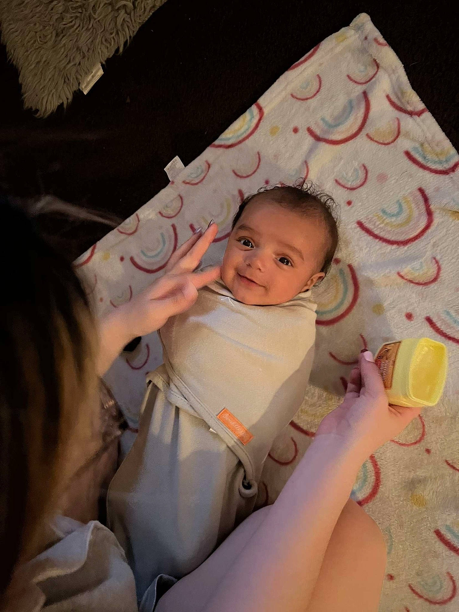 Enslee joined the competition — help win amazing prizes! baby, baby_products, baby_toddler_clothing, chair, cheek, child, comfort, event, face, finger, fun, hairstyle, happy, head, linens, nail, pattern, person, sitting, skin