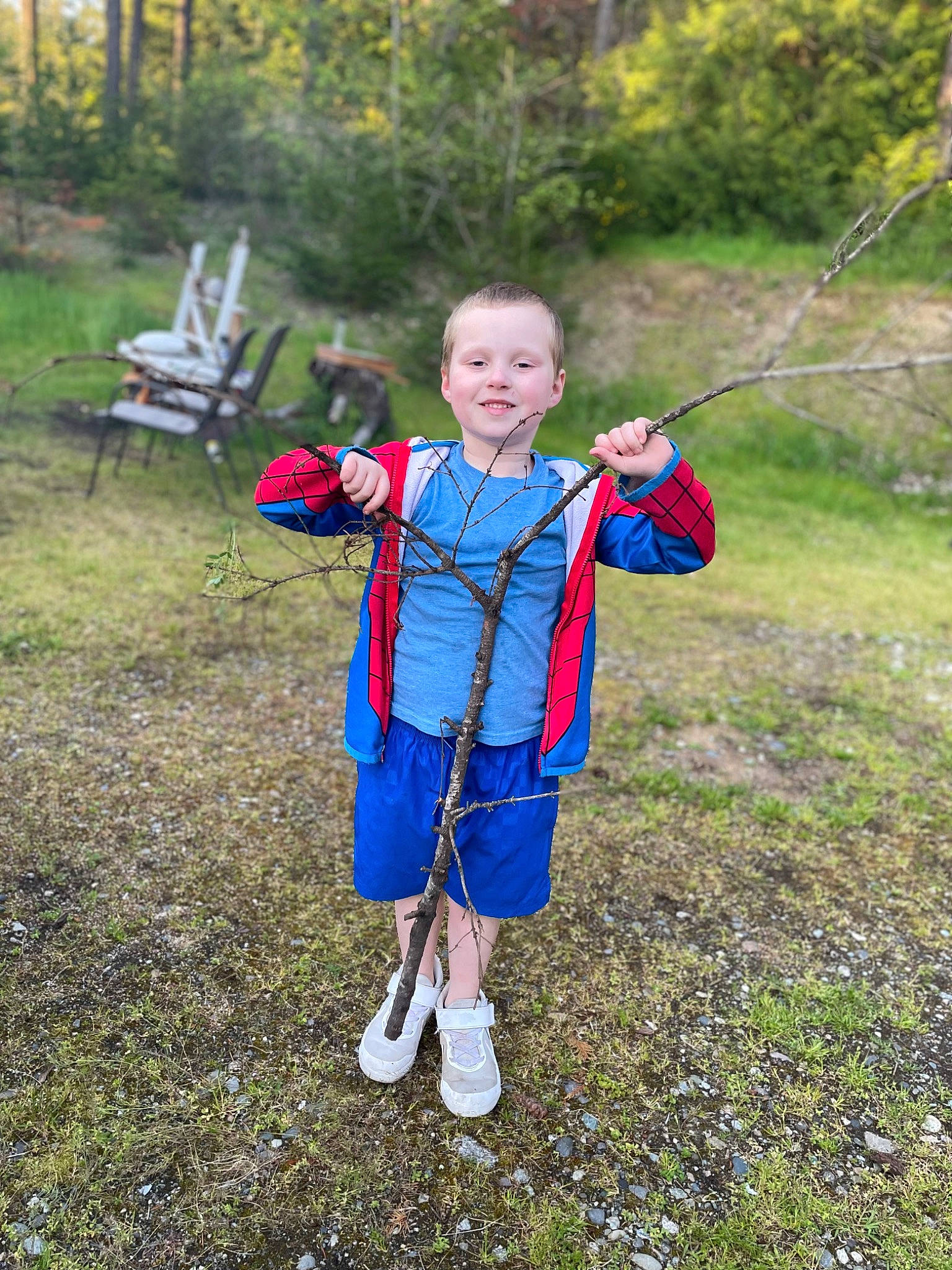 Jeremy joined the competition — help win amazing prizes! adventure, chair, child, climbing_harness, electric_blue, fun, grass, grassland, joy, leisure, outdoor_recreation, people_in_nature, person, plant, recreation, rock_climbing_equipment, rope, soil, toddler, tree