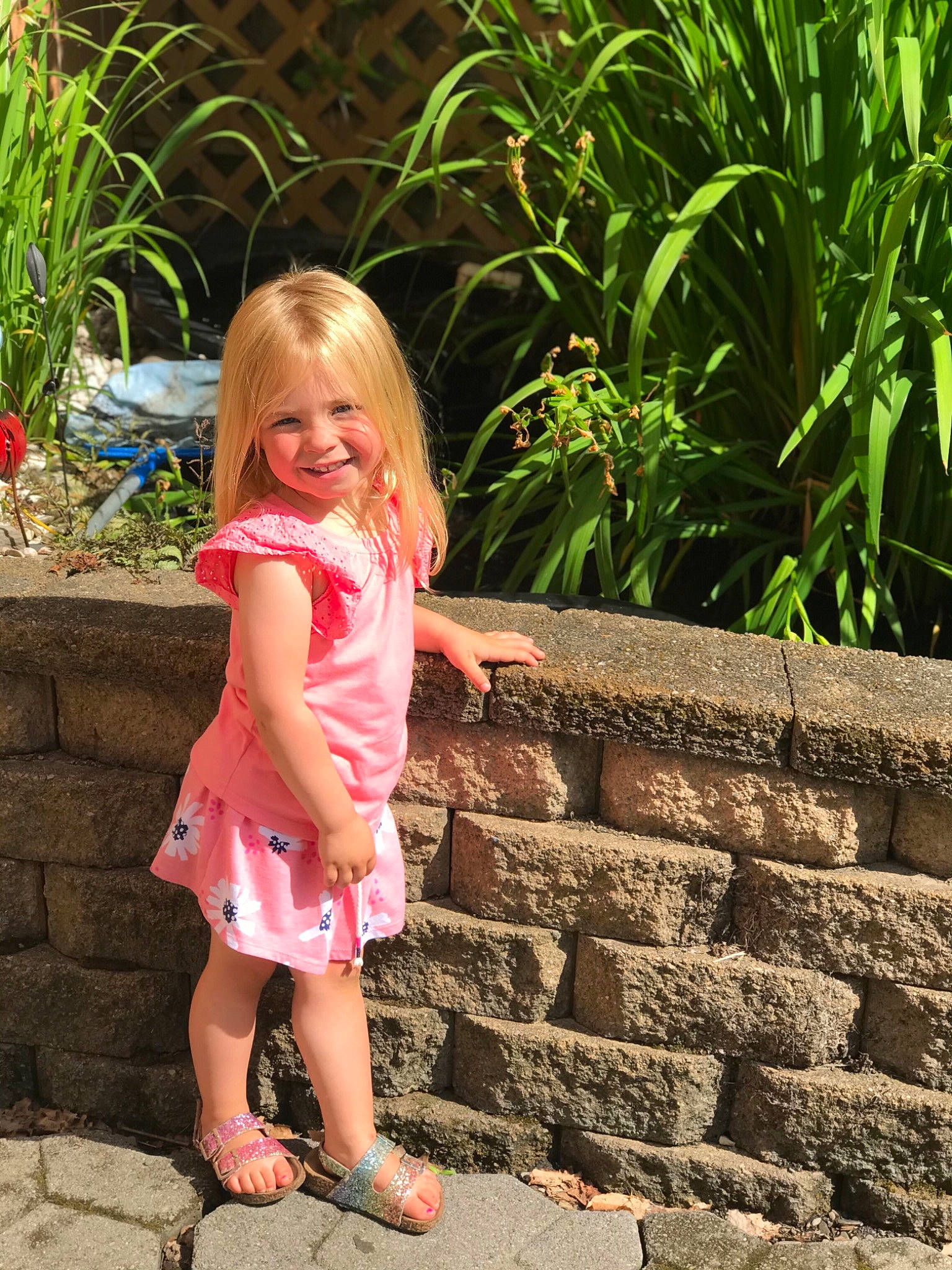 Ireland is registered to the contest to win money with this photo: adaptation, baby_toddler_clothing, botany, eye, facial_expression, fawn, fun, grass, green, hair, happy, head, joy, leaf, leisure, nature, people_in_nature, person, pink, plant