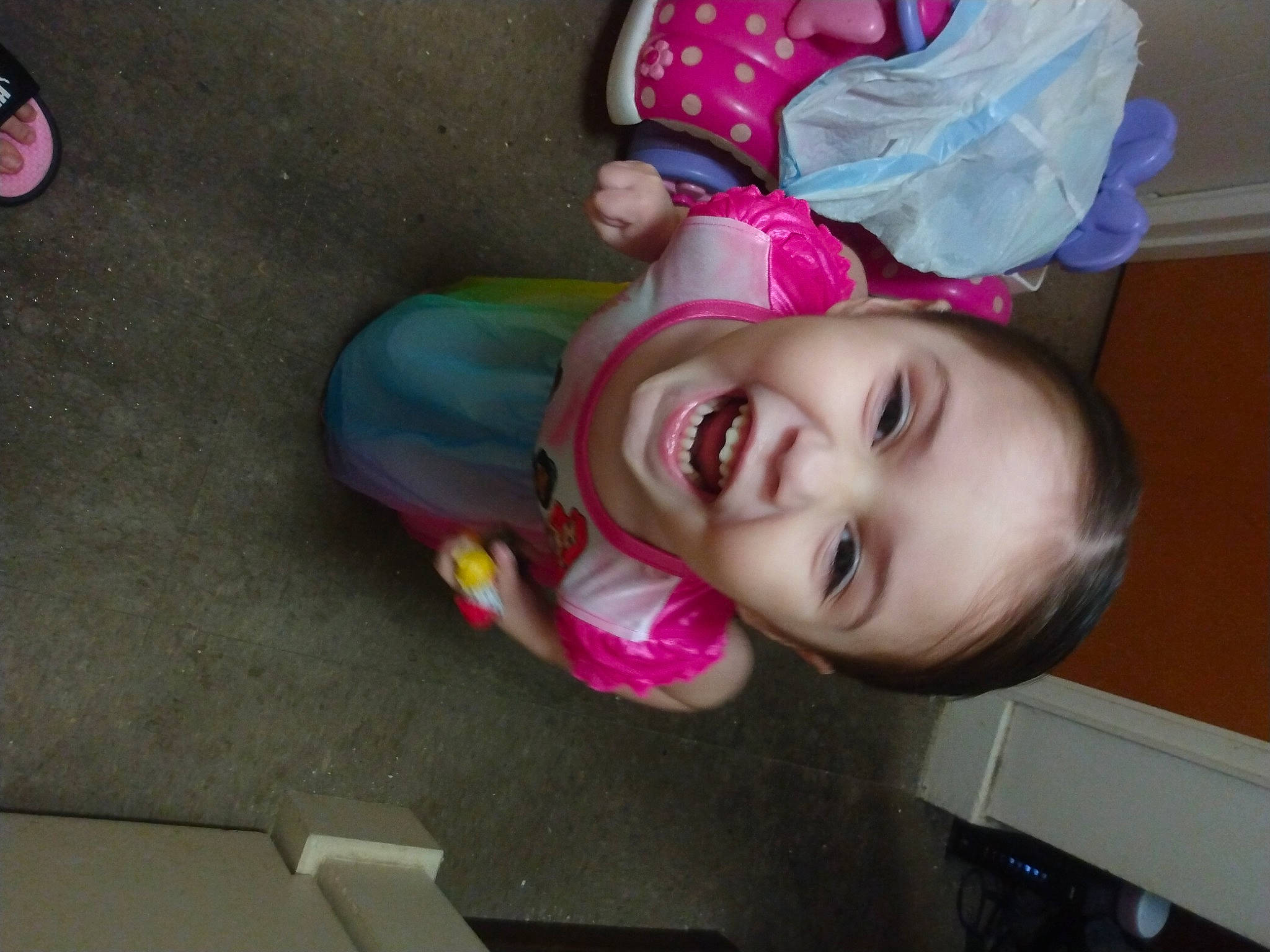 Jordyn joined the competition — help win amazing prizes! cheek, child, eyelash, fun, happy, leisure, lip, magenta, nose, person, pink, purple, skin, smile, toddler