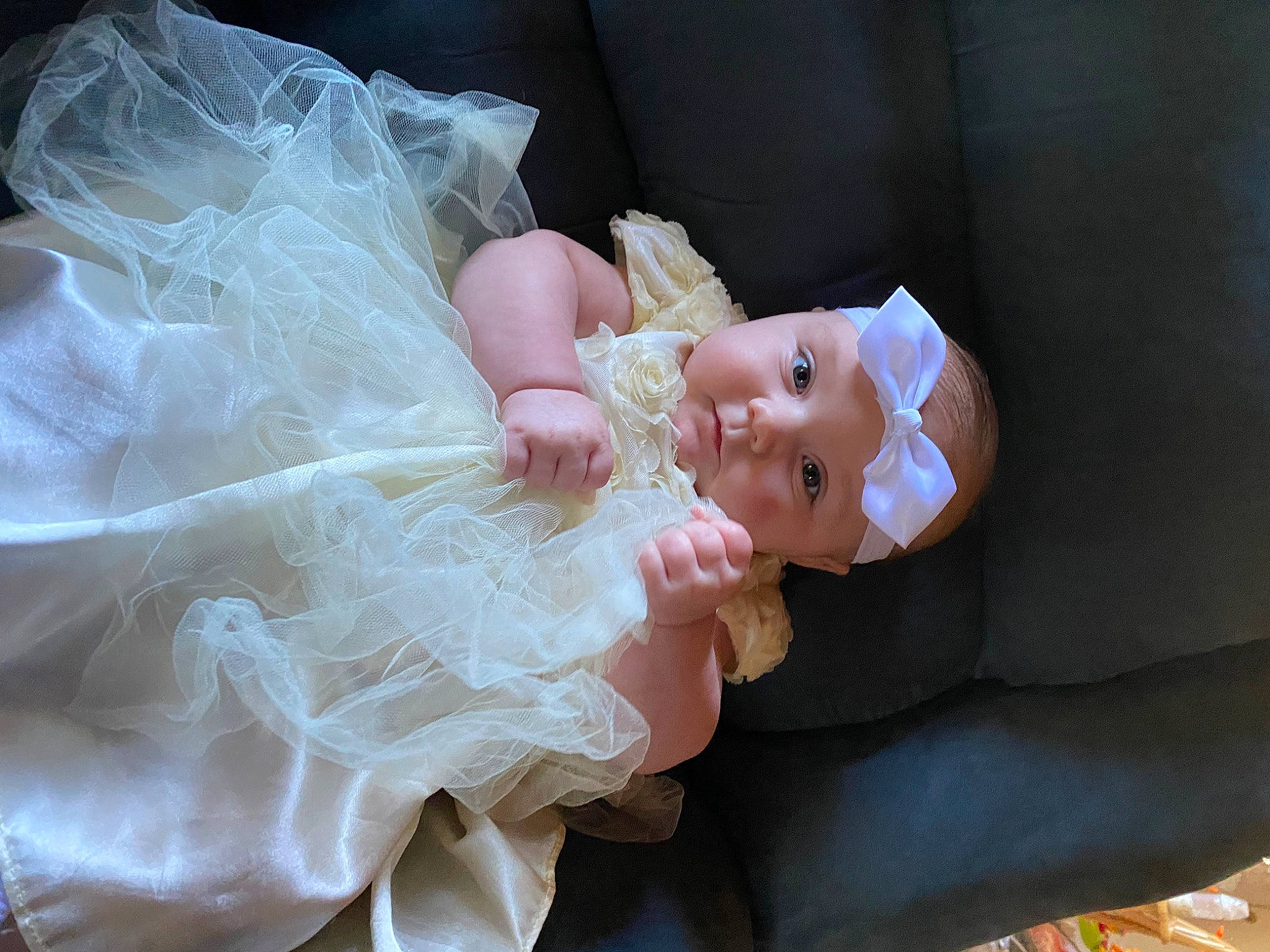 Alainah joined the competition — help win amazing prizes! bridal_accessory, bridal_clothing, child, costume, cut_flowers, day_dress, doll, dress, embellishment, event, fashion_accessory, gesture, gown, hair_accessory, hand, headpiece, headwear, peach, person, petal