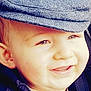 baby, child, face, smile, hat, cap, clothing, closeup, happy, drool, skin, headwear, cute, portrait, infant, young, person, eyelashes, cheeks, expression