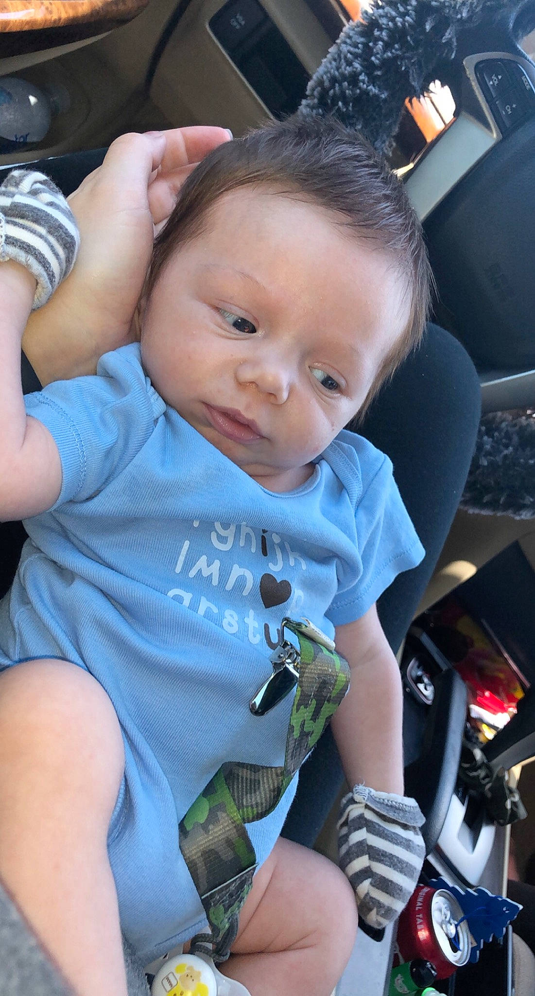 Cullen is registered to the contest to win money with this photo: auto_part, automotive_design, baby, baby_carriage, baby_products, baby_toddler_clothing, car_seat, car_seat_cover, child, family_car, fun, happy, motor_vehicle, person, seat_belt, sitting, skin, smile, steering_wheel, toddler