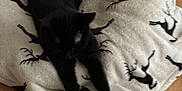 Jinx joined the competition — help win amazing prizes! black_cat, cat, stretching, blanket, reindeer_pattern, wooden_floor, indoor, pet, animal, feline, cozy, resting, soft_texture, black_fur, holiday_theme, flooring, domestic, quiet, relaxed, furniture
