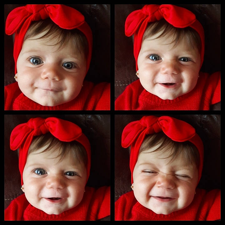 Ashley joined the competition — help win amazing prizes! baby, cheek, child, chin, collage, eye, face, facial_expression, head, headgear, headwear, joy, lip, nose, organ, people, person, photography, photomontage, red