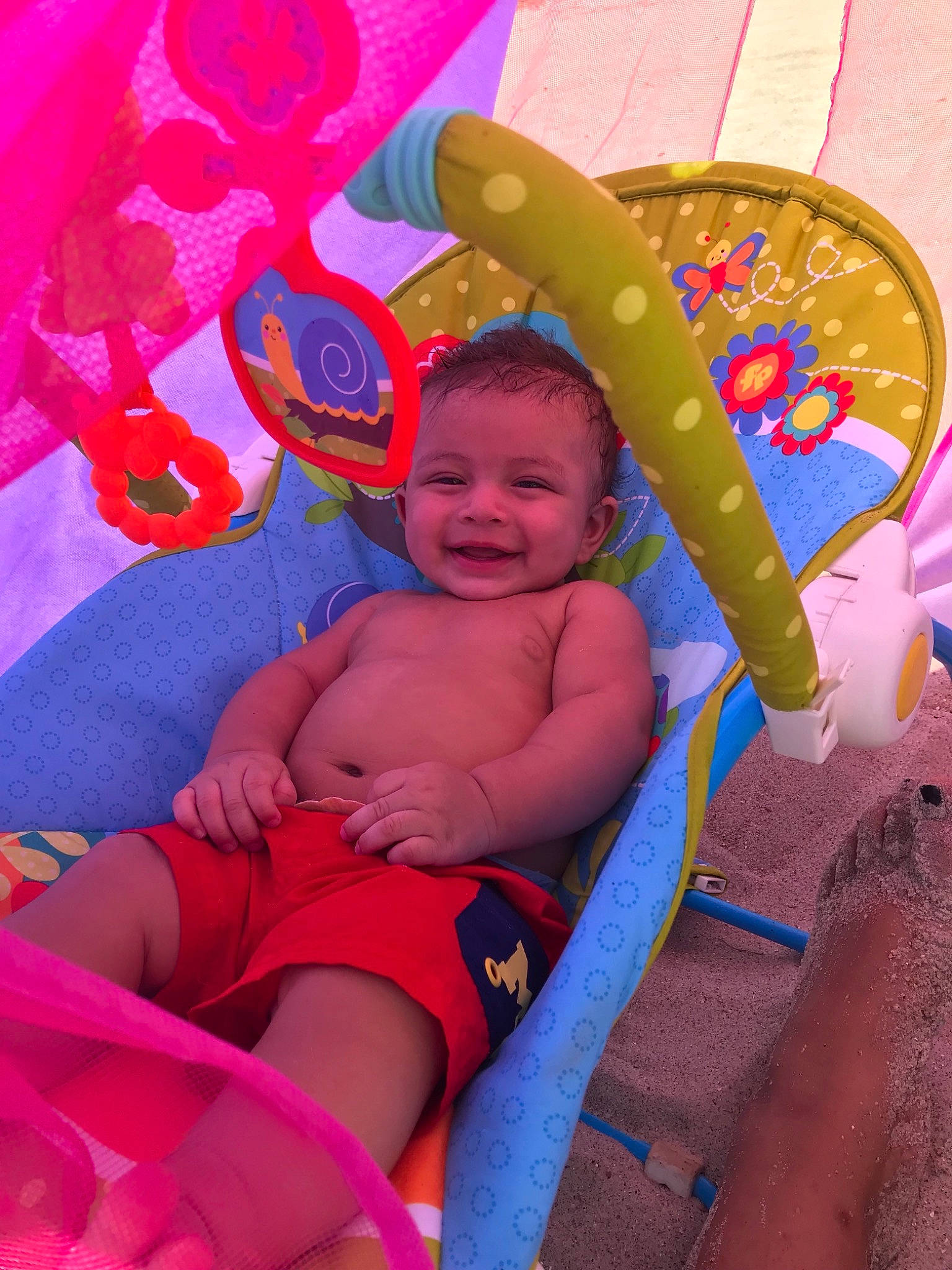 Carl is registered to the contest to win money with this photo: baby, baby_products, child, fun, joy, magenta, person, pink, product, smile, toddler, toy