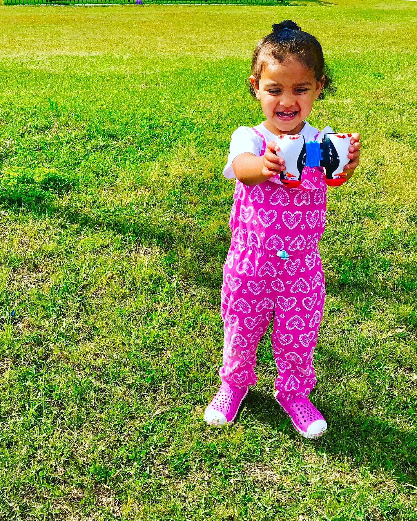 Ali is registered to the contest to win money with this photo: child, grass, grass_family, grassland, happy, joy, lawn, meadow, person, pink, plant, play, recreation, smile, toddler