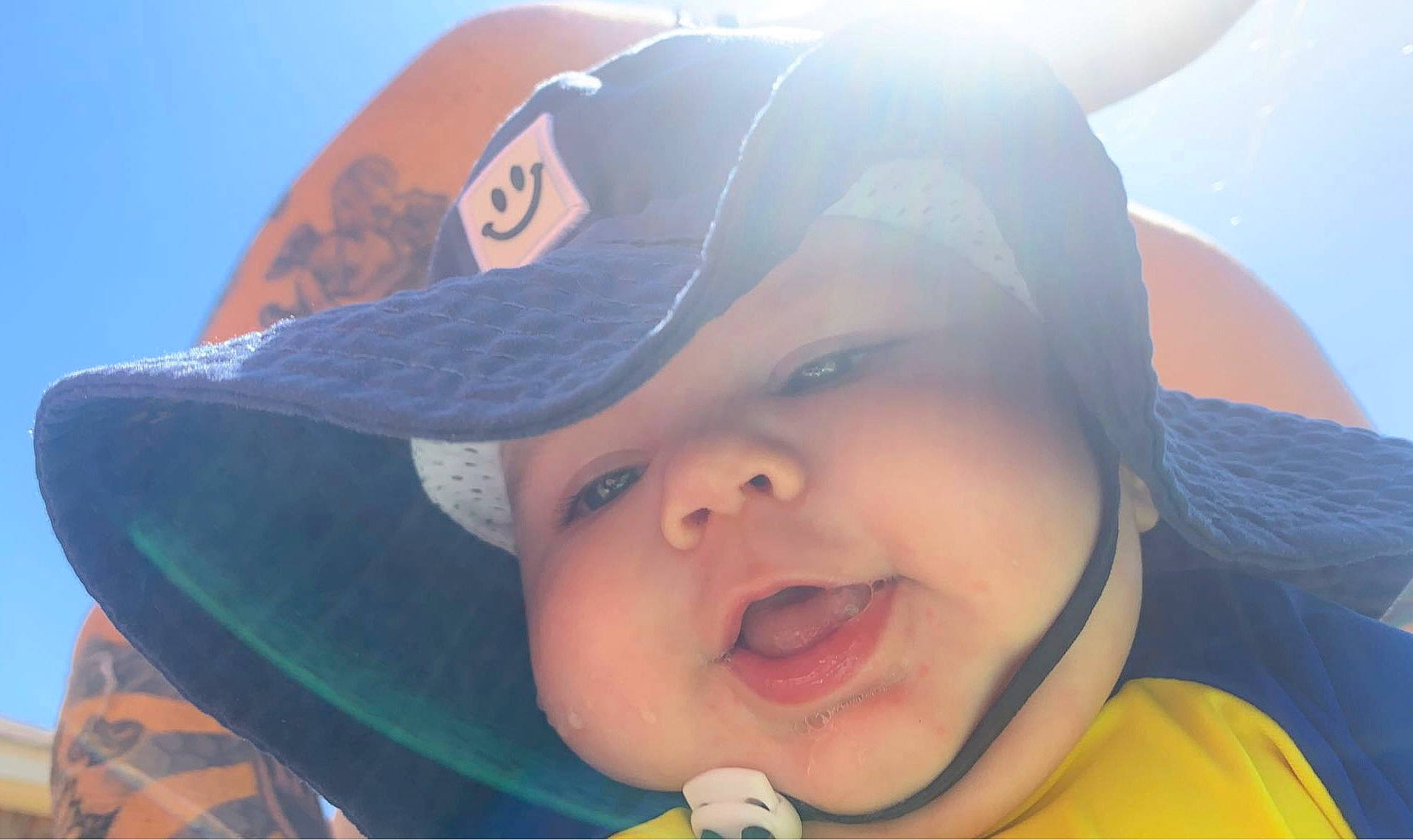 Benji joined the competition — help win amazing prizes! azure, baby, baseball_cap, cap, cheek, chin, cloud, eyebrow, fun, happy, hat, headwear, iris, leisure, lip, mouth, nose, person, skin, smile