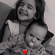 Erwan a rejoint le concours — aidez-le/la à gagner de superbes lots ! baby, black_and_white, brother, child, clothing, cute, face, family, happy, holding, indoor, infant, love, pacifier, person, portrait, sister, sitting, smiling, toddler