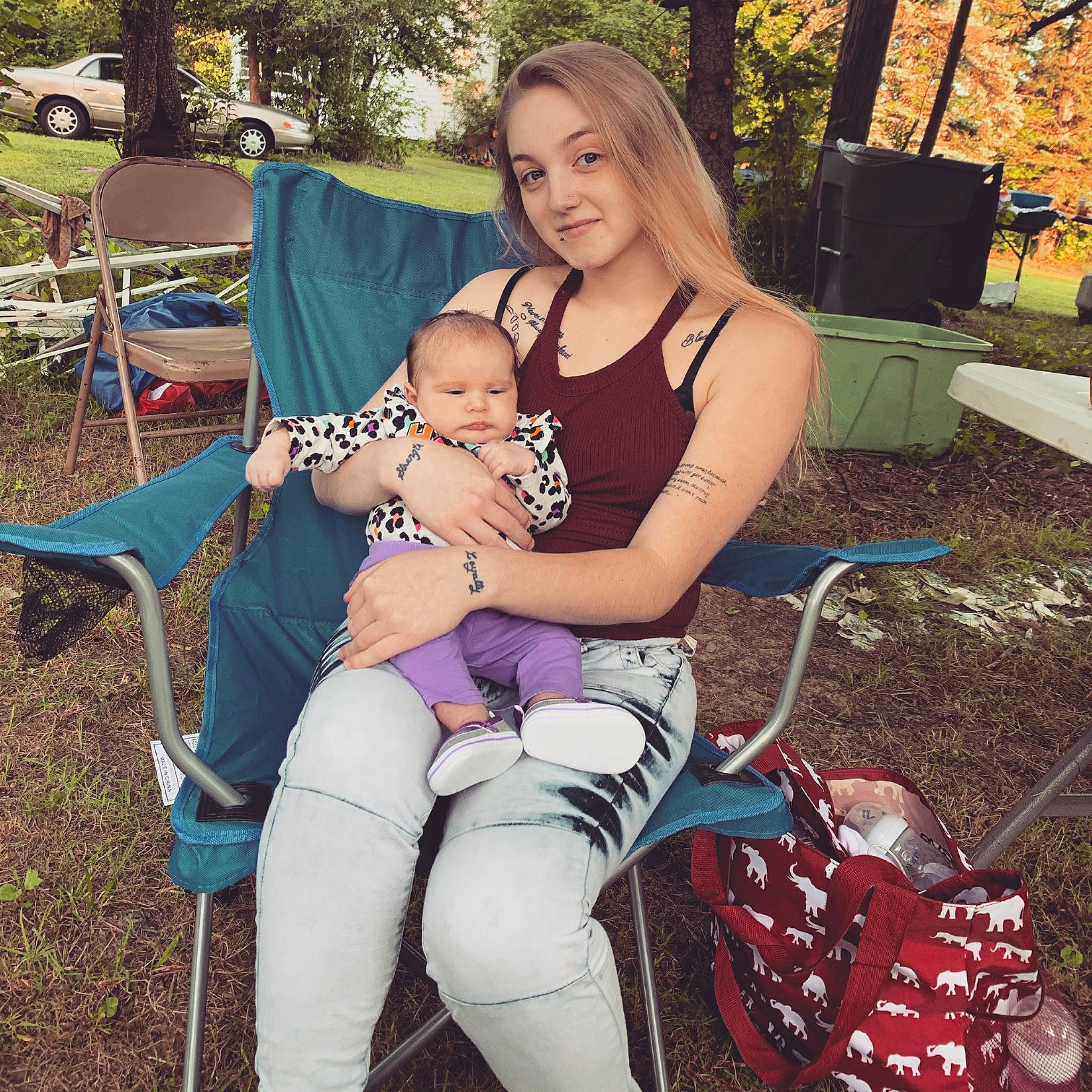 Aleeya is registered to the contest to win money with this photo: child, family, fawn, happy, joy, leg, people, person, plant, sitting, smile, summer, thigh, toddler, tree, vacation