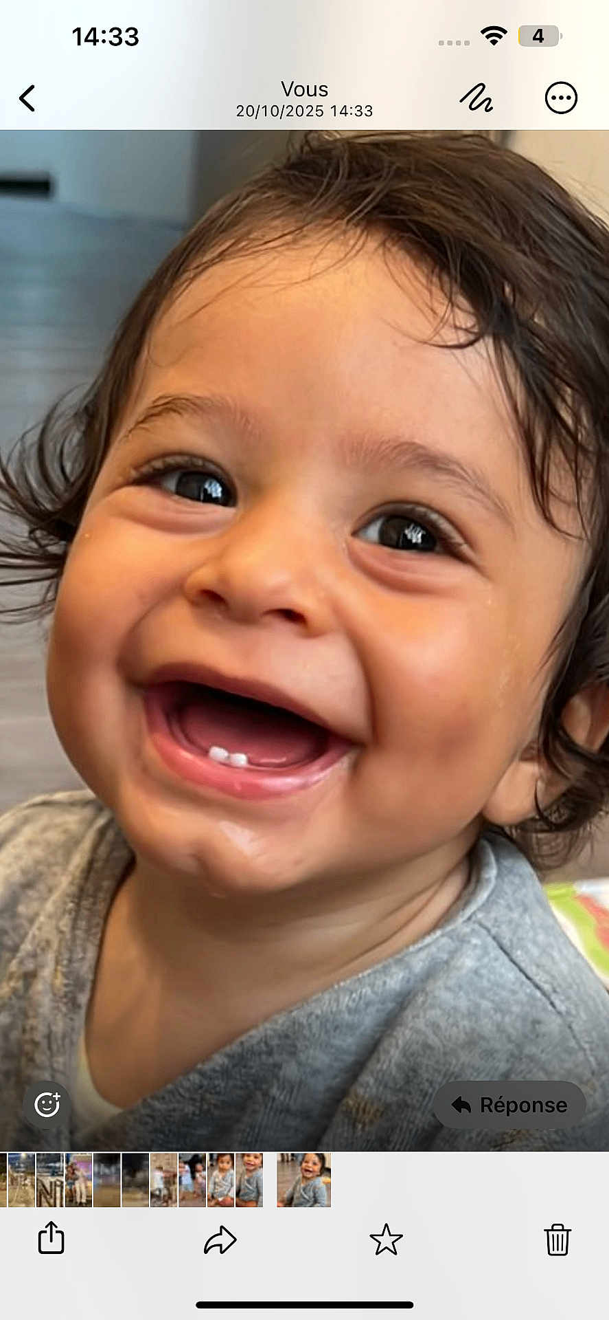 Shayel participe au concours pour gagner de l'argent avec cette photo : toddler, child, smiling, face, teeth, eyes, hair, indoor, portrait, happy, cute, baby, skin, clothing, expression, person, head, closeup, young, casual