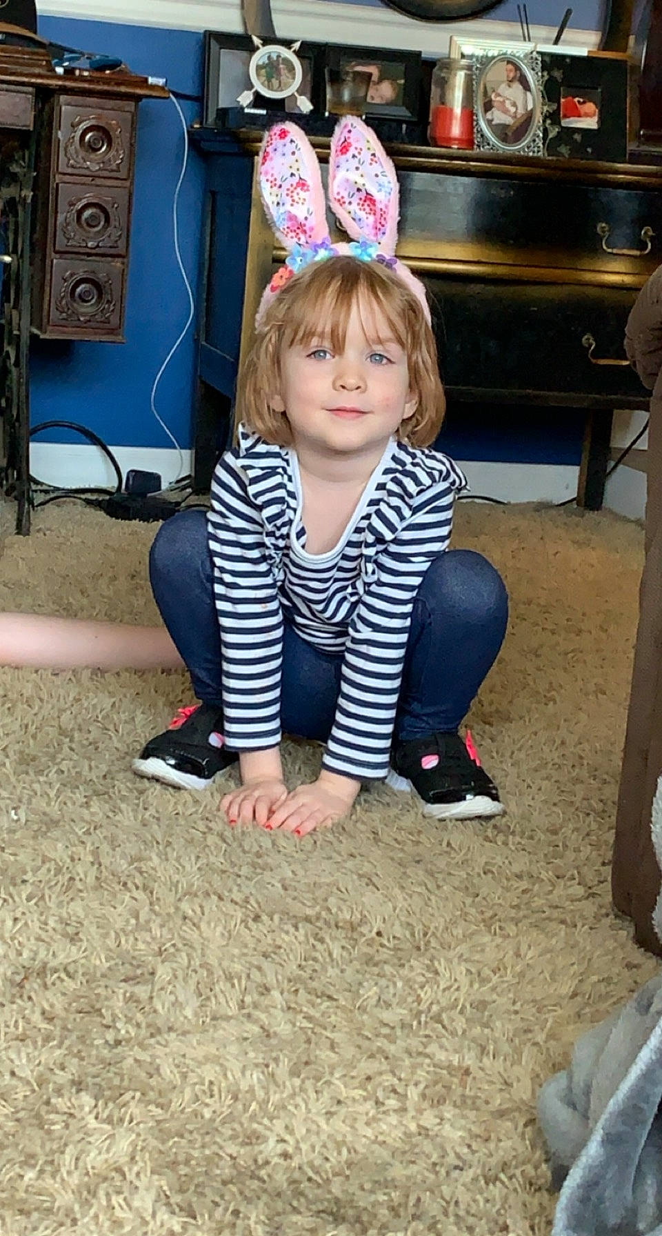 Ember joined the competition — help win amazing prizes! child, face, floor, flooring, foot, fun, hand, human_leg, joint, joy, kitchen_appliance, knee, lap, leg, leisure, people, person, sitting, smile, sock