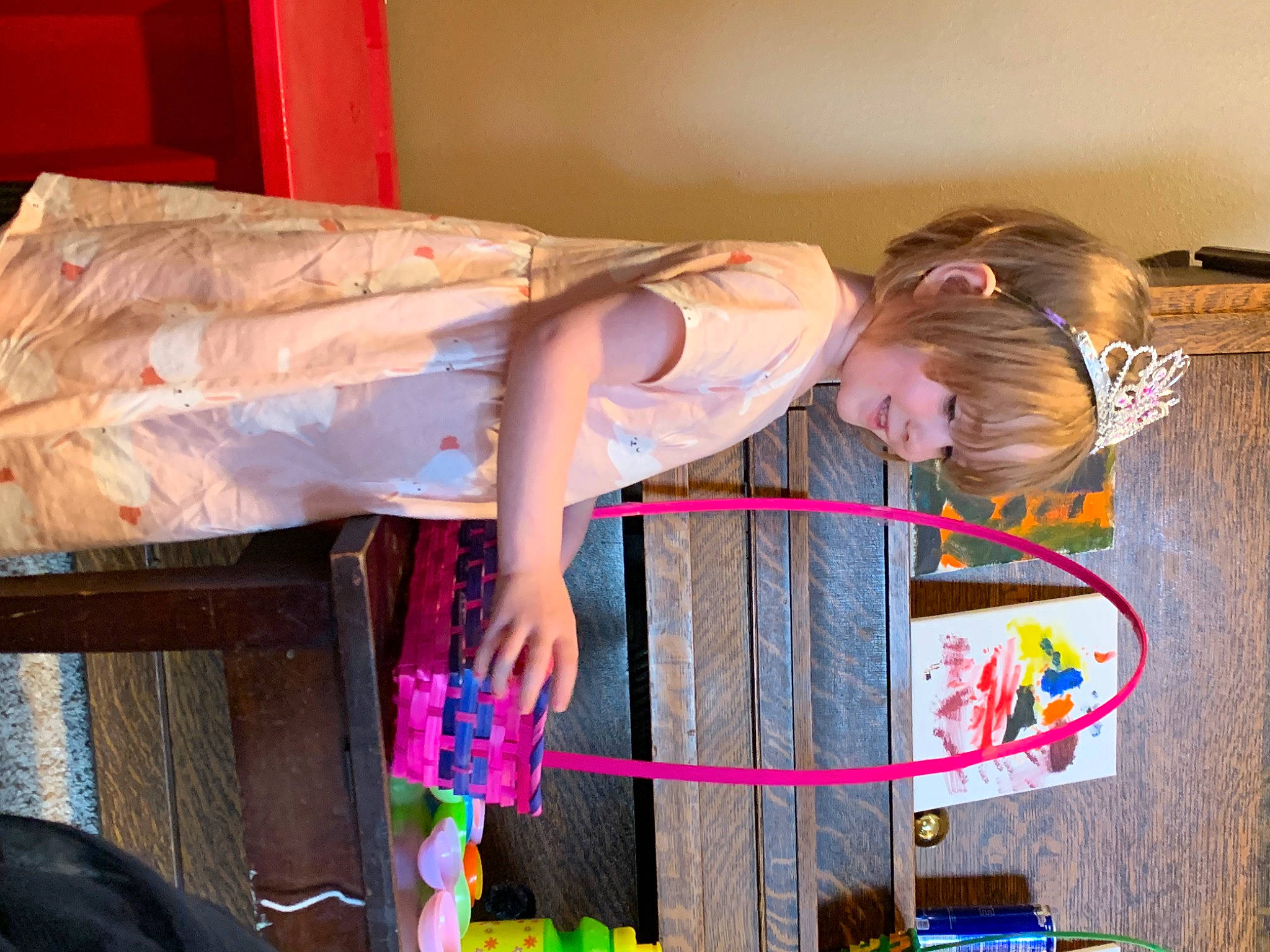 Ember joined the competition — help win amazing prizes! baby_products, baby_toddler_clothing, child, costume, event, fun, happy, joy, magenta, person, pink, room, textile, toddler, wood