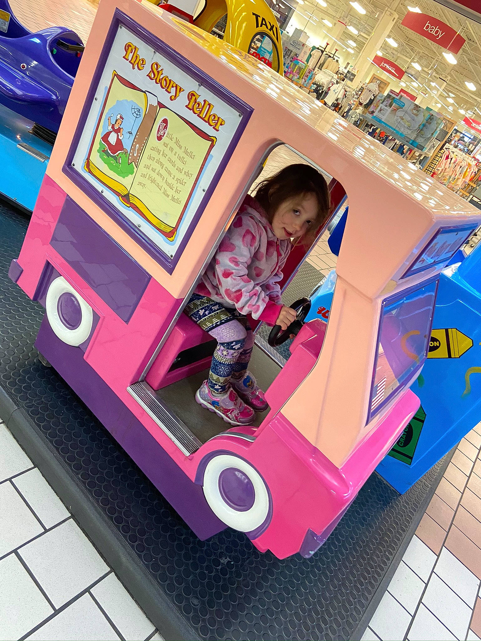 Gabriella joined the competition — help win amazing prizes! art, automotive_design, baby, child, electronic_device, fun, leisure, machine, magenta, mode_of_transport, motor_vehicle, person, pink, play, product, purple, recreation, riding_toy, tire, toddler