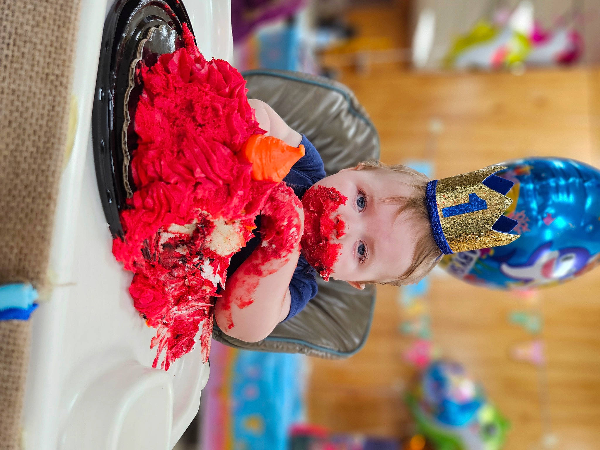 Phenix is registered to the contest to win money with this photo: baby, blue, child, costume, electric_blue, event, fashion_accessory, fashion_design, fun, happy, headpiece, magenta, party, party_supply, pattern, person, red, toddler, tradition