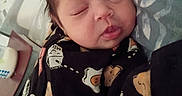 Grace joined the competition — help win amazing prizes! baby, sleeping, blanket, cute, infant, face, hair, cozy, pattern, bed, child, peaceful, rest, portrait, pajamas, smiling_faces, food_pattern, indoors, newborn, closeup