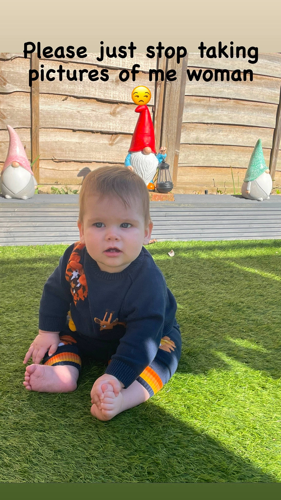 Louis is registered to the contest to win money with this photo: baby, baby_toddler_clothing, child, event, flooring, fun, garden, grass, happy, holiday, jacket, lawn, leisure, people_in_nature, person, plant, recreation, sitting, t_shirt, toddler