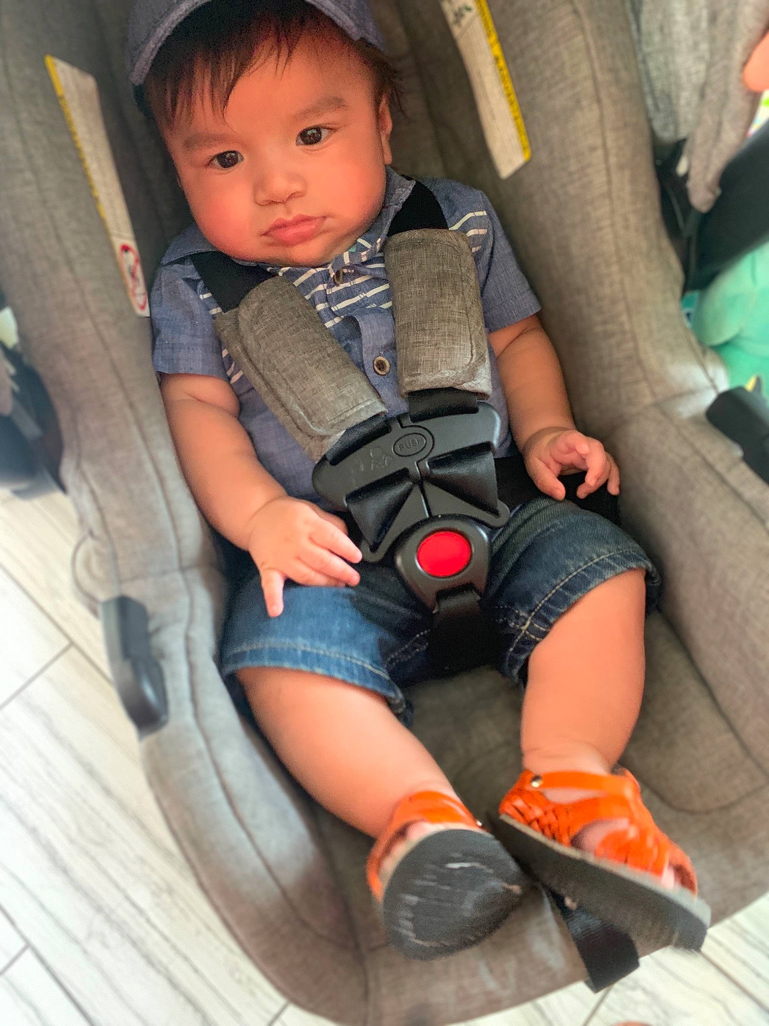 Ernie joined the competition — help win amazing prizes! auto_part, baby, car_seat, cheek, child, leg, person, sitting, skin, toddler