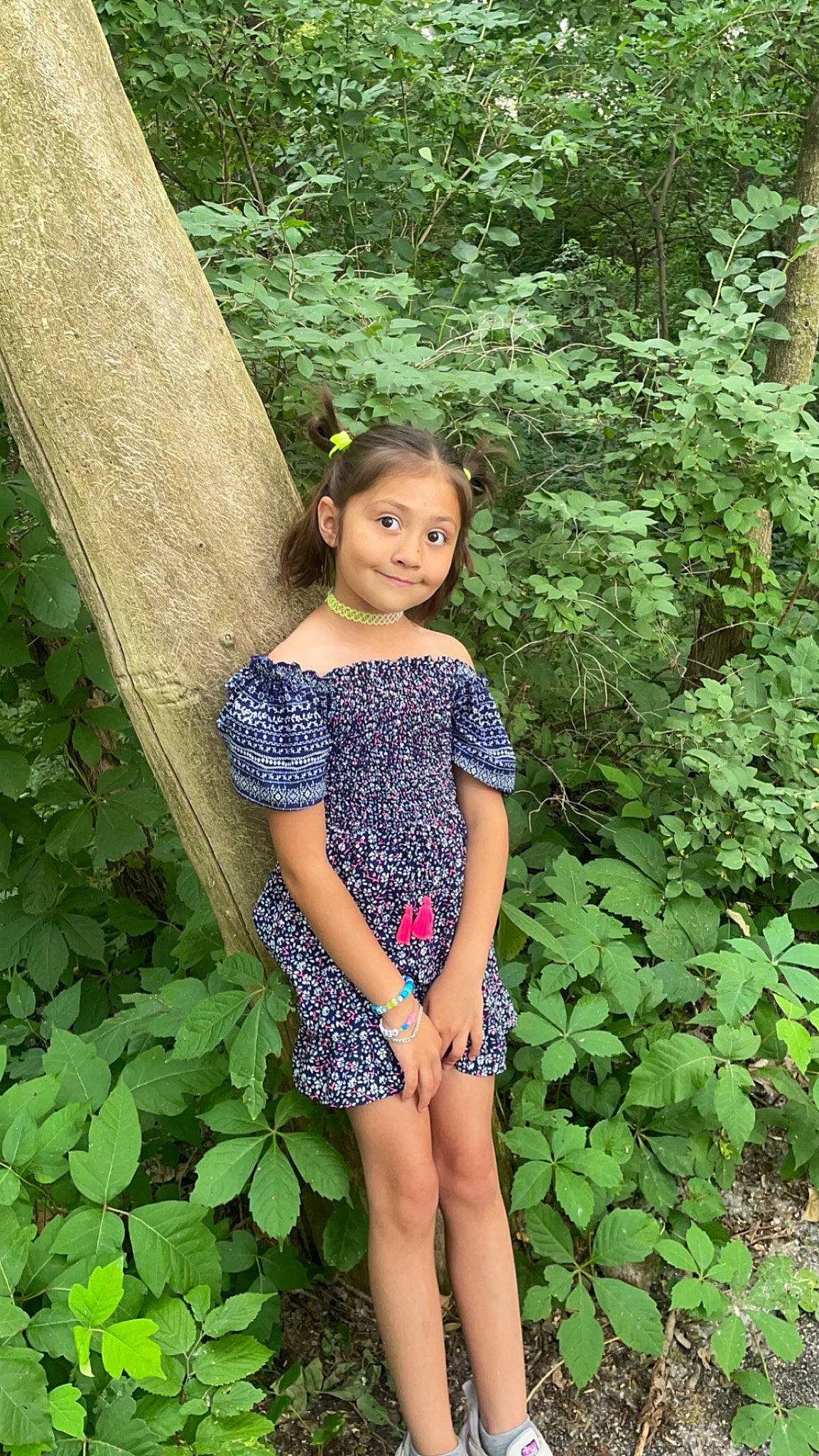 Kelsey joined the competition — help win amazing prizes! beauty, botany, day_dress, electric_blue, face, fawn, grass, hair, happy, human_leg, joy, long_hair, one_piece_garment, people_in_nature, person, plant, shrub, thigh, tree, trunk