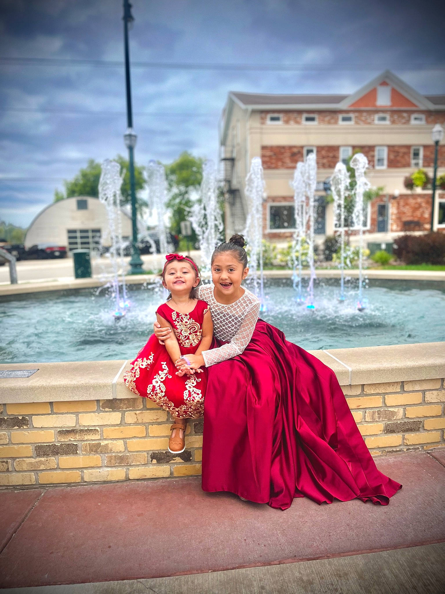 Kelsey joined the competition — help win amazing prizes! city, cloud, dress, event, fountain, fun, happy, joy, leisure, lighting, magenta, person, pink, plant, public_space, sky, smile, street_light, travel, tree