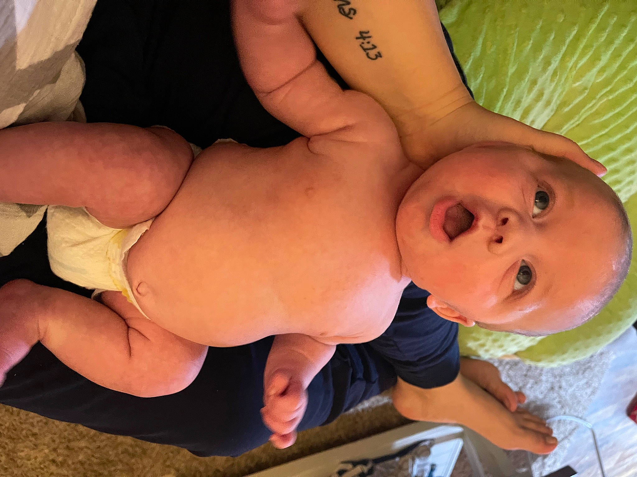 Jensyn is registered to the contest to win money with this photo: abdomen, baby, black_hair, chest, comfort, finger, happy, human_body, joint, mouth, muscle, nail, neck, nose, person, skin, stomach, surprise, thigh, thumb