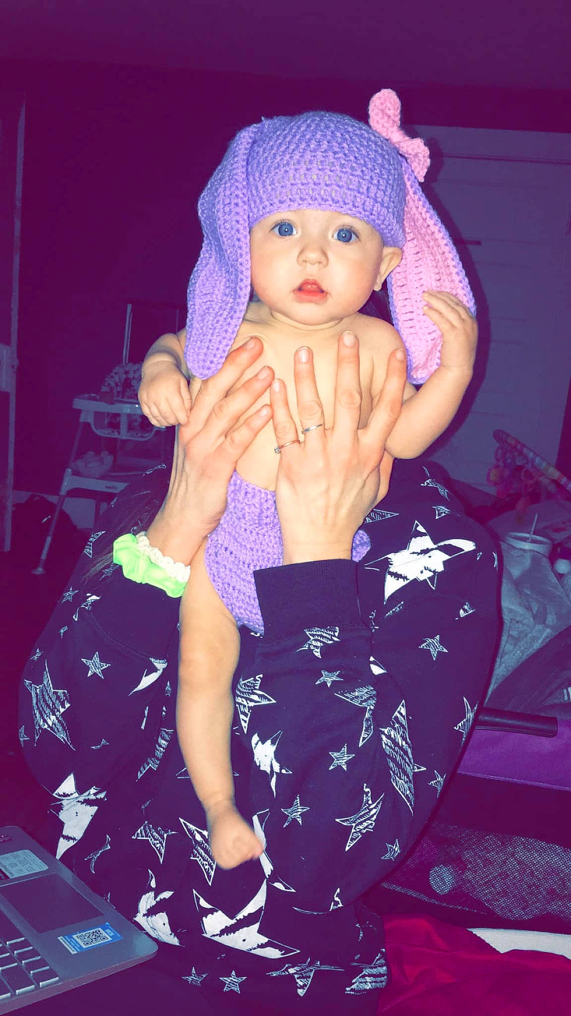 Kaliah joined the competition — help win amazing prizes! baby_toddler_clothing, cap, child, cool, costume_hat, doll, dress, electric_blue, fashion_design, finger, hand, hat, headgear, headwear, magenta, nail, person, pink, purple, toddler