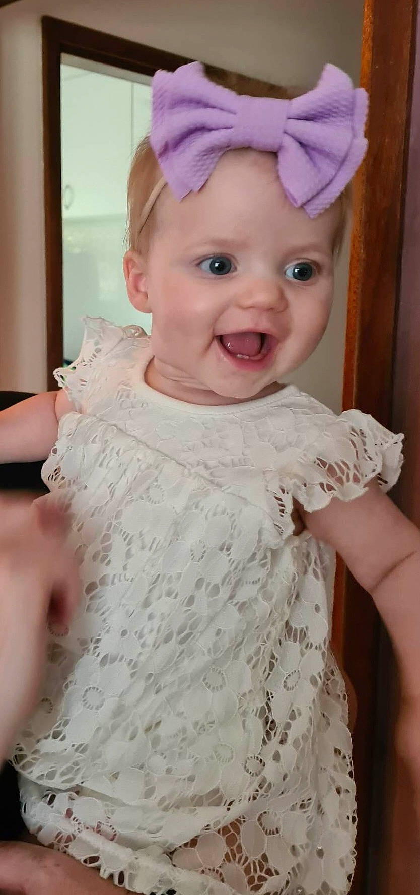 Hallee is registered to the contest to win money with this photo: baby, baby_toddler_clothing, beauty, cap, child, day_dress, dress, embellishment, happy, headgear, headwear, one_piece_garment, outerwear, person, photograph, pink, skin, sleeve, smile, textile