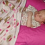 Krimson joined the competition — help win amazing prizes! baby, sleeping, blanket, monkey_pattern, pillow, pink, infant, face, peaceful, resting, cozy, soft_fabric, bed, child, cute, newborn, portrait, indoors, clothing, toddler
