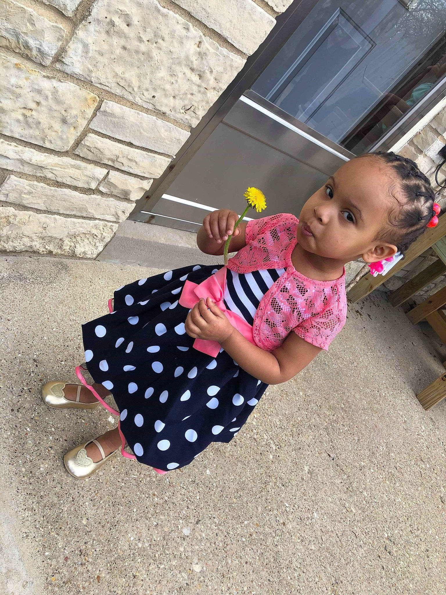 Alani is registered to the contest to win money with this photo: baby, child, design, pattern, person, pink, plant, polka_dot, toddler, vacation