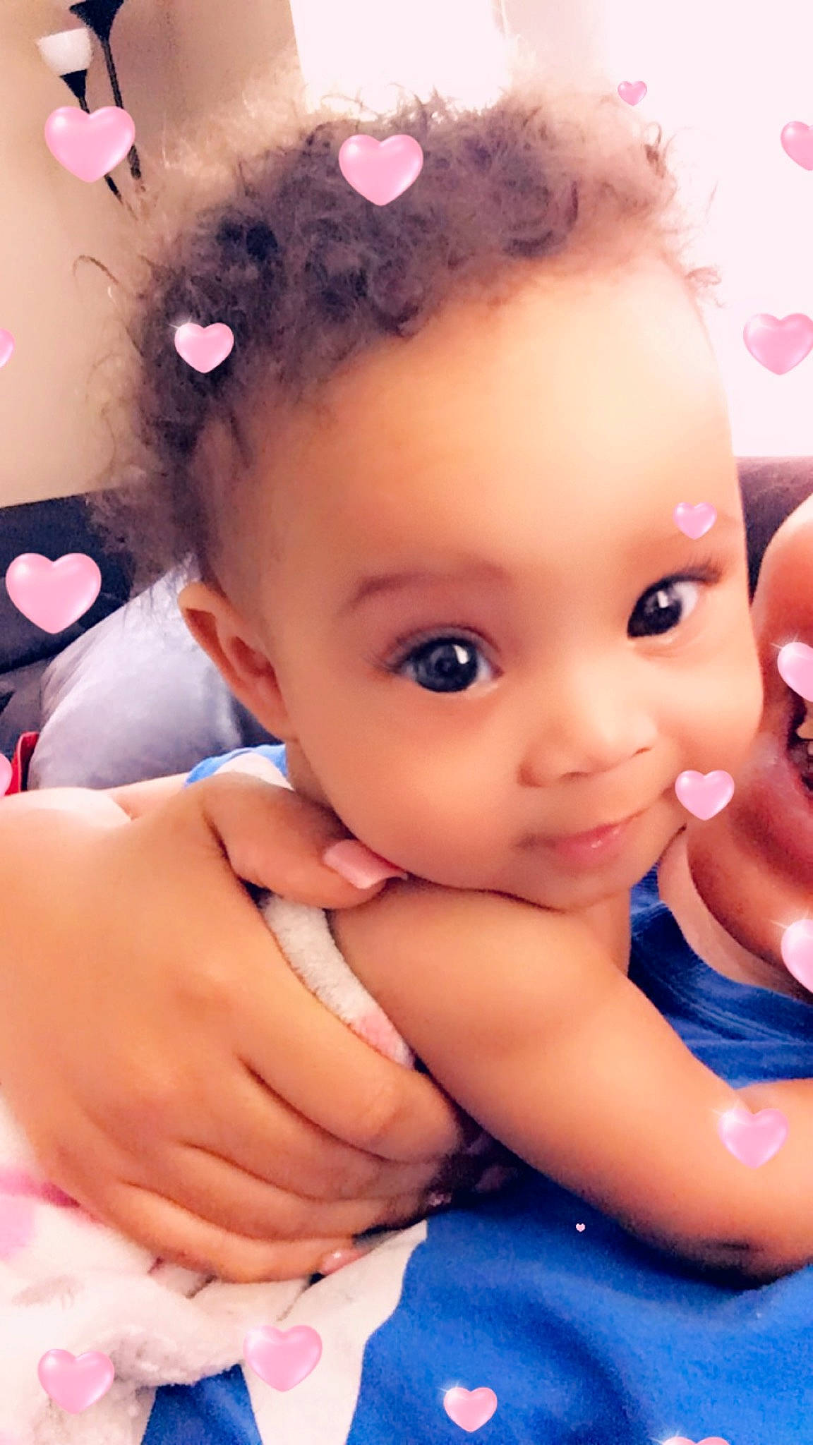 Kylah joined the competition — help win amazing prizes! baby, beauty, black_hair, cheek, child, eye, eyebrow, face, finger, forehead, hair, hand, head, lip, mouth, nose, person, pink, skin, thumb