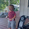 Easton joined the competition — help win amazing prizes! architecture, baby, building, clothing, face, footwear, head, house, housing, outdoors, pants, person, photography, plant, porch, portrait, pottedplant, shelter, shorts, tree