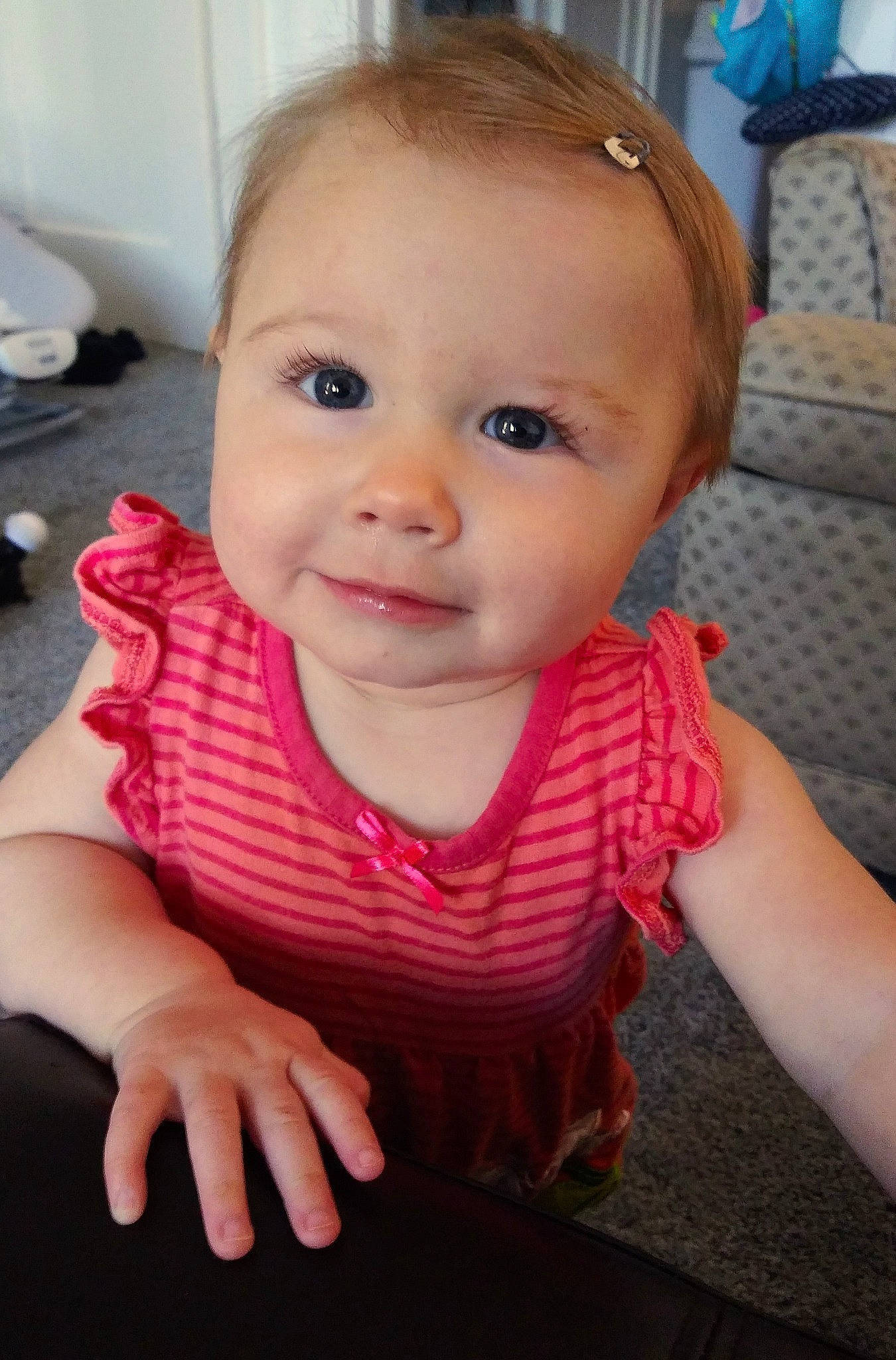 Kyra joined the competition — help win amazing prizes! baby_toddler_clothing, blue, cheek, chin, ear, eye, eyebrow, eyelash, face, facial_expression, head, human, iris, joy, lip, mouth, neck, nose, person, skin