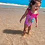 Everleigh joined the competition — help win amazing prizes! toddler, child, water, beach, ocean, swimsuit, pink, curly_hair, splashing, sunny, outdoor, summer, waves, happy, playing, sand, shadow, cartoon_characters, one_piece_swimsuit, vacation