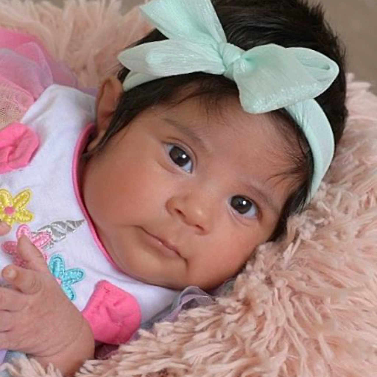 Dalzary is registered to the contest to win money with this photo: baby, blanket, bow, child, clothing, cozy, cute, cute_expression, face, hand, headband, infant, newborn, pastel, pink, portrait, resting, skin, soft, young