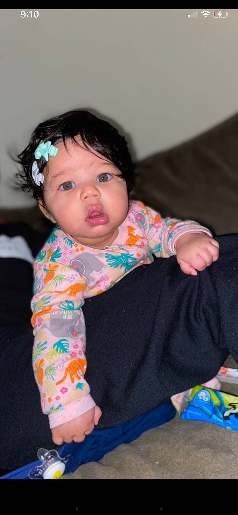 Khileesi is registered to the contest to win money with this photo: baby, baby_toddler_clothing, cheek, child, comfort, eye, eyelash, facial_expression, flash_photography, hair, happy, head, iris, lip, neck, nose, person, skin, sleeve, textile