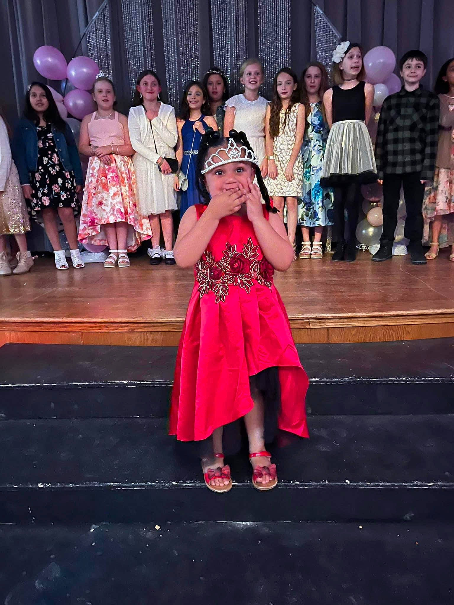 Adriana is registered to the contest to win money with this photo: community, curtain, dancer, dress, entertainment, event, face, fashion, fashion_design, flooring, formal_wear, fun, happy, joy, magenta, one_piece_garment, performance_art, performing_arts, person, pink